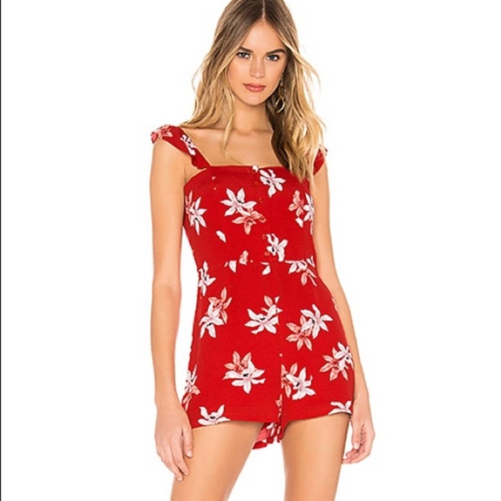 BB Dakota red floral Romper size 10